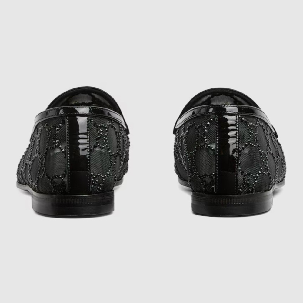 GUCCI Women's GG Crystal Jordaan Loafer in Black, Size 39.5 (US 9.5), NEW - Picture 6 of 17